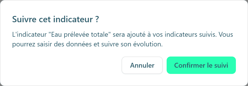 La confirmation avant de suivre un indicateur recommandé.